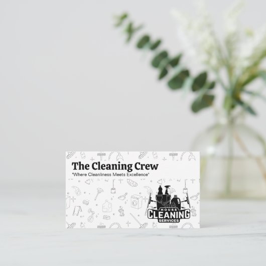 Schoonmaakdiensten Logo | patroon van reinigingsel Visitekaartje (Staand voorkant)