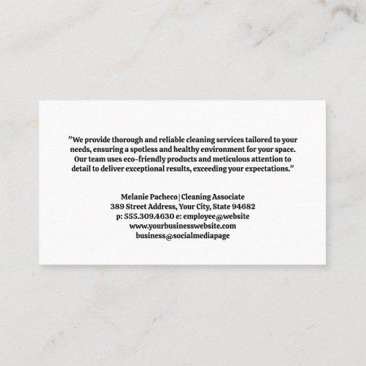 Schoonmaakdiensten Logo | patroon van reinigingsel Visitekaartje (Achterkant)