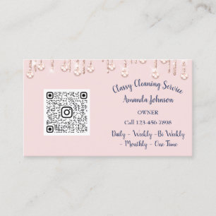Schoonmaakdiensten Maid Drips QR Bloemen Blush Visitekaartje
