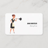 Schoonmaakdiensten Maid illustratie minimalistisch Visitekaartje (Voorkant)