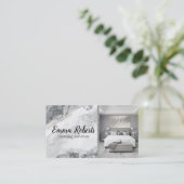 Schoonmaakdiensten | Maid Service Zilver Marmer Visitekaartje (Staand voorkant)