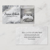 Schoonmaakdiensten | Maid Service Zilver Marmer Visitekaartje (Voorkant / Achterkant)