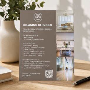 Schoonmaakdiensten Modern Taupe Foto Logo QR Flyer