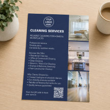 Schoonmaakdiensten Navy Blauwe Taupe Foto Logo QR