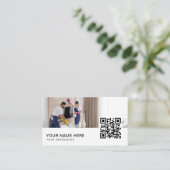 Schoonmaakdiensten paar Fotograaf QR Code Visitekaartje (Staand voorkant)