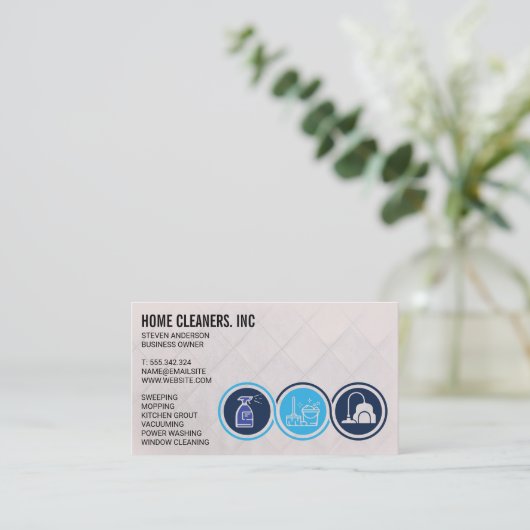 Schoonmaakdiensten | Pictogrammen Schoonmaakdienst Visitekaartje (Staand voorkant)