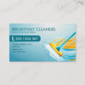 Schoonmaakdiensten Professionele Blue Broom QR Visitekaartje (Voorkant)