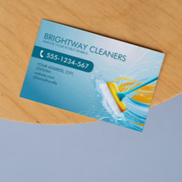 Schoonmaakdiensten Professionele Blue Broom QR Visitekaartje