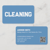 Schoonmaakdiensten QR Blauw Visitekaartje (Voorkant / Achterkant)