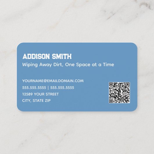 Schoonmaakdiensten QR Blauw Visitekaartje (Achterkant)