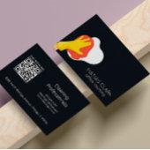 Schoonmaakdiensten QR Code Cartoon Commercial Visitekaartje