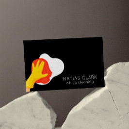 Schoonmaakdiensten QR Code Cartoon Commercial Visitekaartje