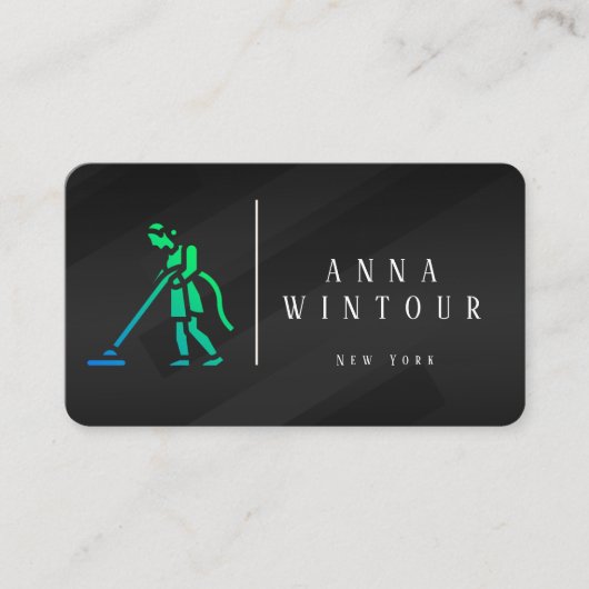 Schoonmaakdiensten QR Code Modern Zwart Visitekaartje (Voorkant)