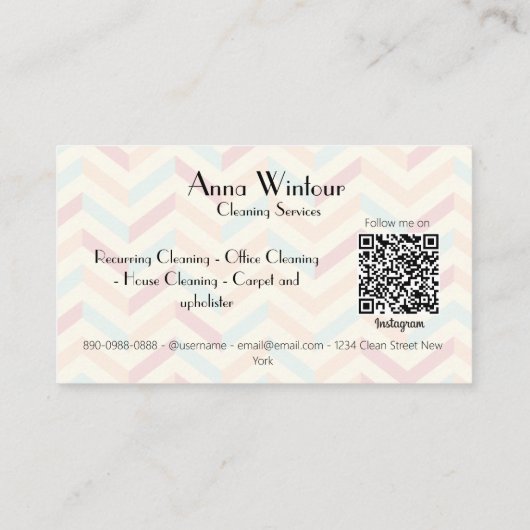 Schoonmaakdiensten QR Code Retro Housekeeper Visitekaartje (Achterkant)