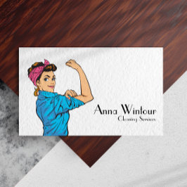 Schoonmaakdiensten QR Code Retro Housekeeper Visitekaartje