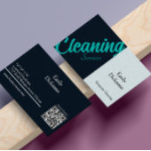 Schoonmaakdiensten QR Code Retro Visitekaartje