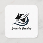 Schoonmaakdiensten QR Code Witte Sociale Media Ico Vierkante Visitekaartje (Voorkant)