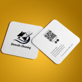 Schoonmaakdiensten QR Code Witte Sociale Media Ico Vierkante Visitekaartje