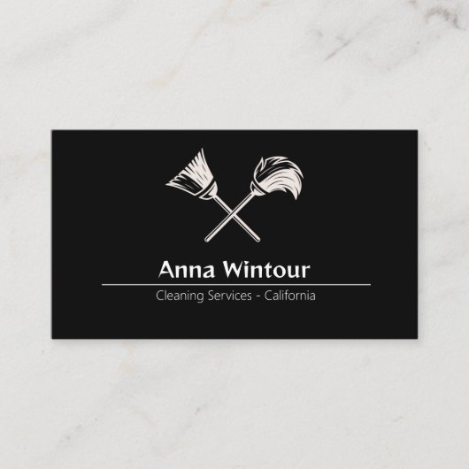 Schoonmaakdiensten QR-code zwart-wit Visitekaartje (Voorkant)