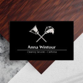 Schoonmaakdiensten QR-code zwart-wit Visitekaartje