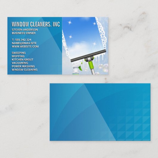 Schoonmaakdiensten | Raam schoonmaken | Rubbertrek Visitekaartje (Voorkant / Achterkant)