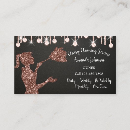 Schoonmaakdiensten Roos Logo Maid Drips QR Visitekaartje (Voorkant)