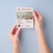 Schoonmaakdiensten Roze Logo Foto QR-code Flyer (Hand)
