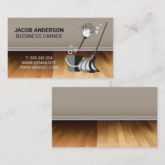 Schoonmaakdiensten | schoonmaakdienst | Houten vlo Visitekaartje (Voorkant / Achterkant)