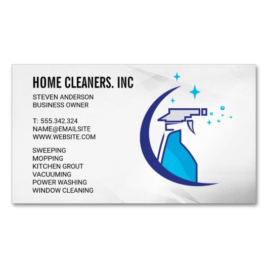 Schoonmaakdiensten | schoonmaakdienst | spuitfles magnetisch visitekaartje (Voorkant)
