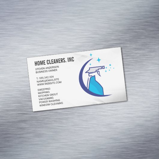Schoonmaakdiensten | schoonmaakdienst | spuitfles magnetisch visitekaartje (Voorbeeld)