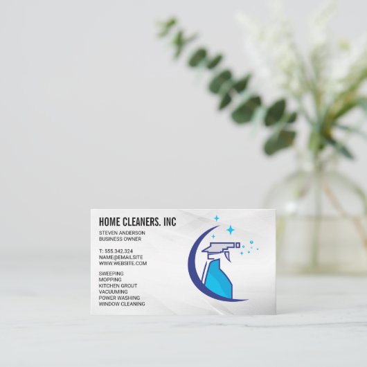 Schoonmaakdiensten | schoonmaakdienst | spuitfles visitekaartje (Staand voorkant)