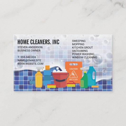 Schoonmaakdiensten | schoonmaakdienst | Tegel Soap Visitekaartje (Voorkant)