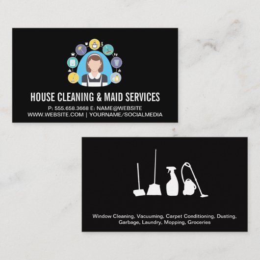 Schoonmaakdiensten | Schoonmaakmiddelen en -dienst Visitekaartje (Voorkant / Achterkant)