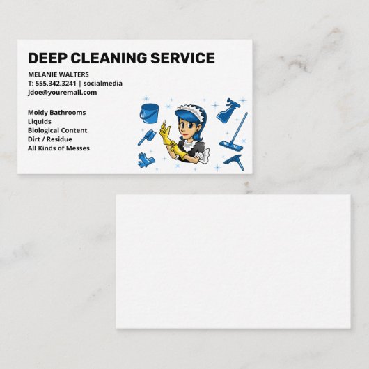 Schoonmaakdiensten | Schoonmaakmiddelen en schoonm Visitekaartje (Voorkant / Achterkant)