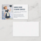 Schoonmaakdiensten | Schoonmaakster met veer Duste Visitekaartje (Voorkant / Achterkant)