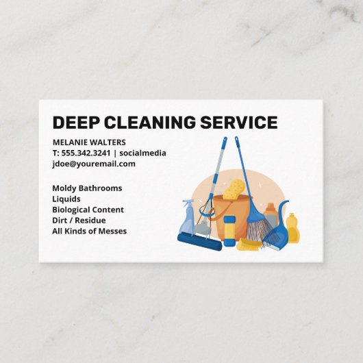 Schoonmaakdiensten | Schoonmaakster spuit | Schoon Visitekaartje (Voorkant)