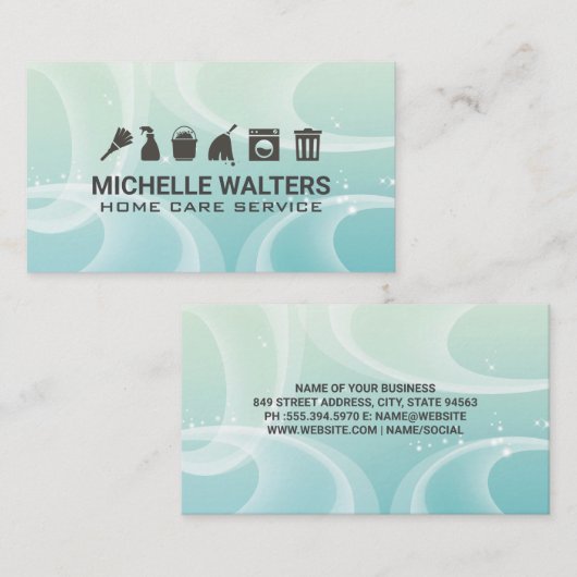 Schoonmaakdiensten | Sprankelende achtergrond Visitekaartje (Voorkant / Achterkant)