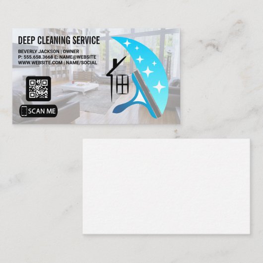 Schoonmaakdiensten | spuitfles | Sqeegee Visitekaartje (Voorkant / Achterkant)