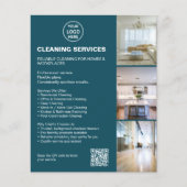 Schoonmaakdiensten Teal Foto Logo QR Flyer (Voorkant)