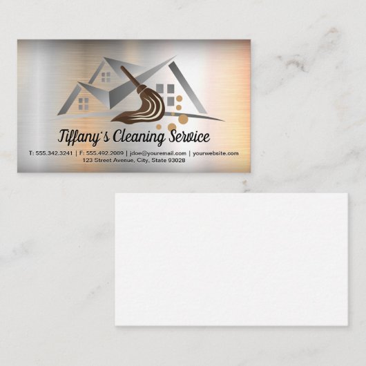 Schoonmaakdiensten | Thuis | Metalen Achtergrond Visitekaartje (Voorkant / Achterkant)