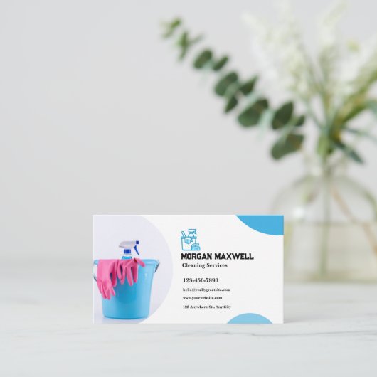 Schoonmaakdiensten Visitekaartje met QR-code (Staand voorkant)