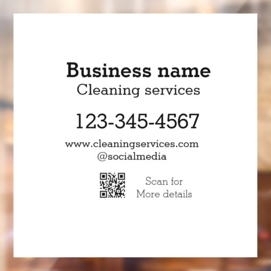 Schoonmaakdiensten voeg nummer website e-mailadres raamsticker (Vel 2)
