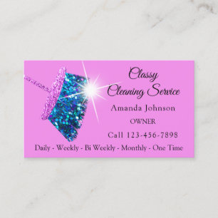 Schoonmaakdiensten voor classy Roze Fuchsia Glitte Visitekaartje