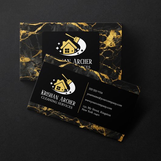 Schoonmaakdiensten voor huishouding van zwart goud visitekaartje