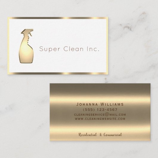 Schoonmaakdiensten voor metalen flessen voor fless visitekaartje (Voorkant / Achterkant)