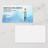 Schoonmaakdiensten | Vrouw dweilen het nemen van a Visitekaartje (Voorkant / Achterkant)