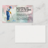 Schoonmaakdiensten | vrouw dweilen vloer visitekaartje (Voorkant / Achterkant)