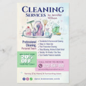 Schoonmaakdiensten - Watercolor illustratie Flyer (Voorkant)
