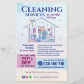 Schoonmaakdiensten - Watercolor illustratie Flyer (Voorkant)