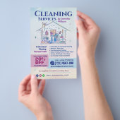 Schoonmaakdiensten - Watercolor illustratie Flyer (Hand)
